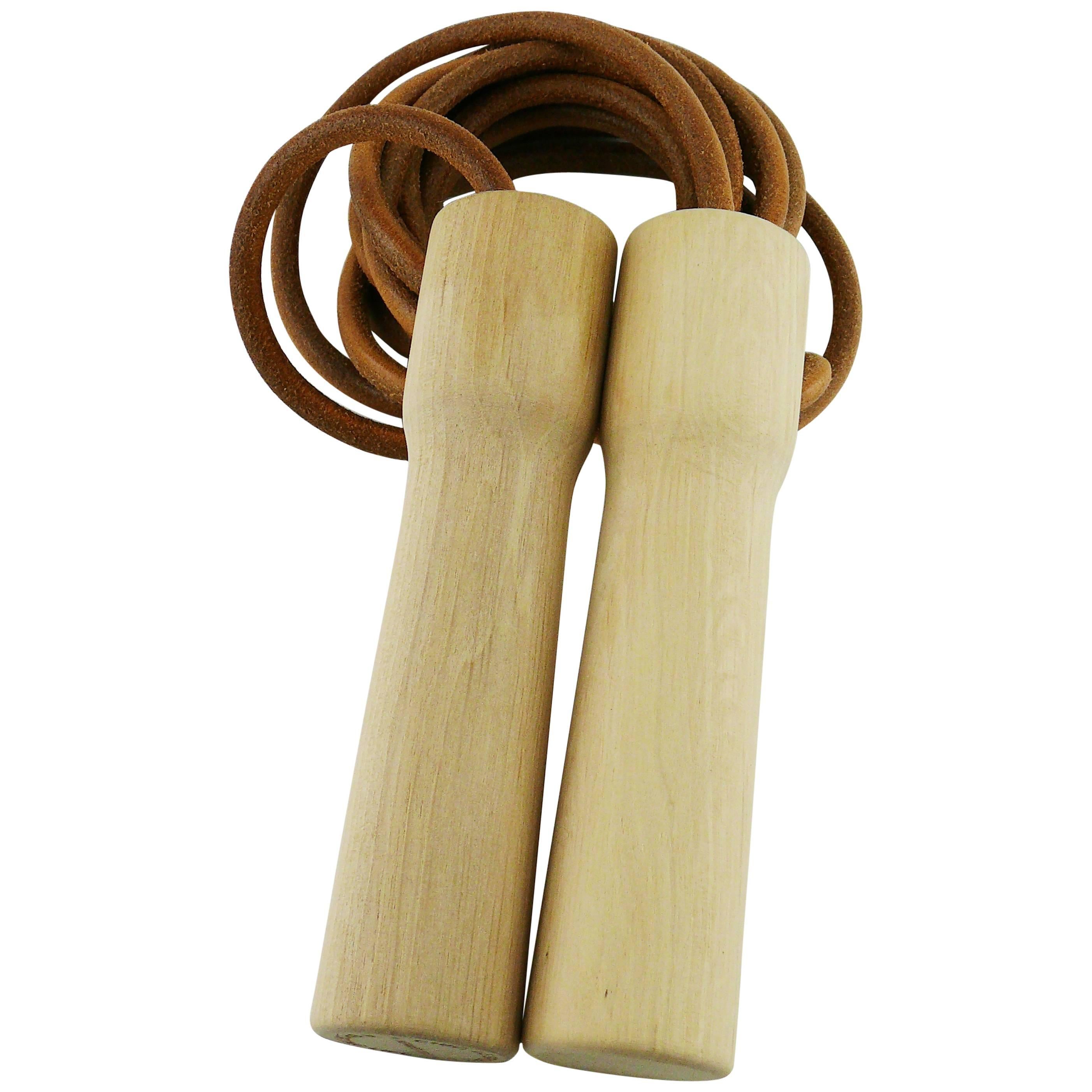 Hermes Uber Rare Limited Edition "A Sporting Life" Wood and Leather Jumping Rope