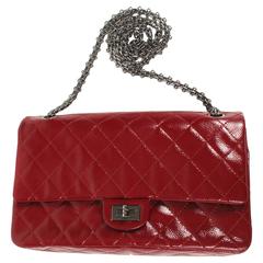 Chanel Jumbo Reissue Double Flap Bag - Red Patent Leather 226 Silver CC Handbag