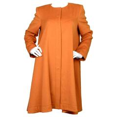 Fendi Burnt Orange Cashmere Swing Coat Sz 42