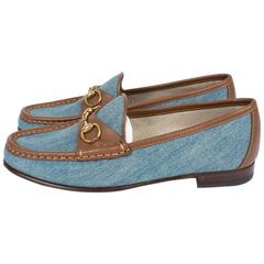 Gucci Denim 1953 Horsebit Loafers - blue denim/brown leather