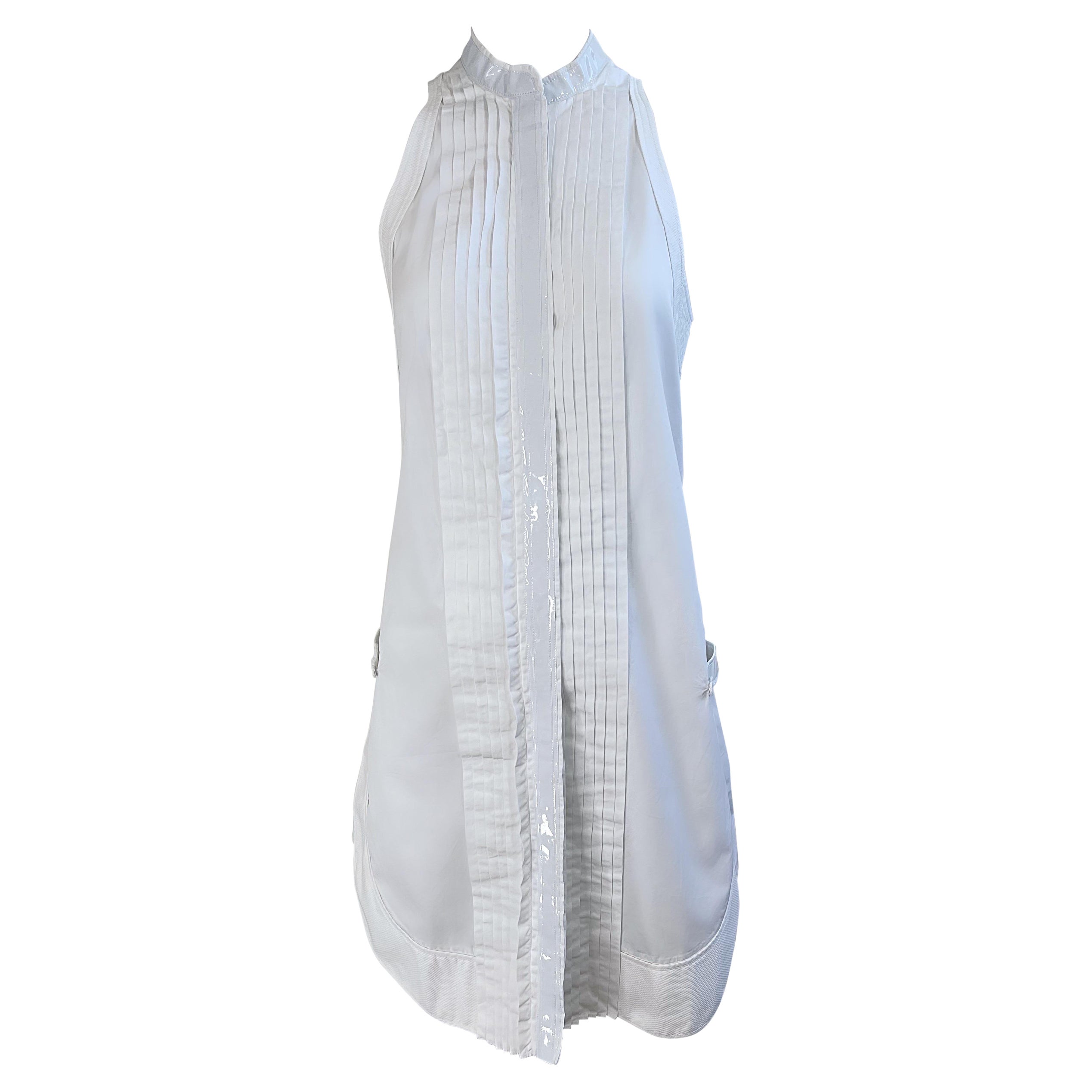 Balenciaga Spring 2007 by Nicolas Ghesquiere Size 38 / 8 White Tuxedo Dress  For Sale