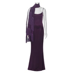 Christian Dior by John Galliano Lila Satin-Abendkleid und Schal aus Satin, Frühjahr/Sommer 1998