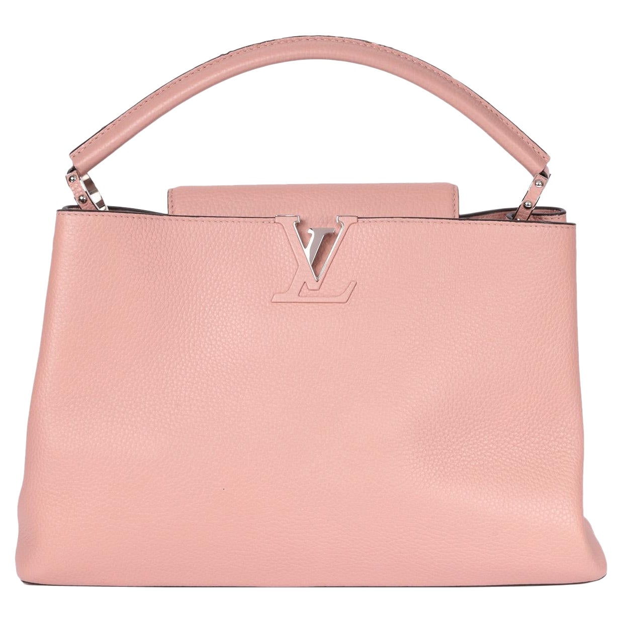 Louis Vuitton Pink Grained Calfskin Leather Capucines MM For Sale