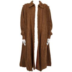 1950s Harald Ochre Boucle Wool Loose Coat with Pleating on Shoulders