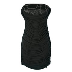 Black jersey bustier cocktail dress with beadwork bustier Roberto Cavalli NEW