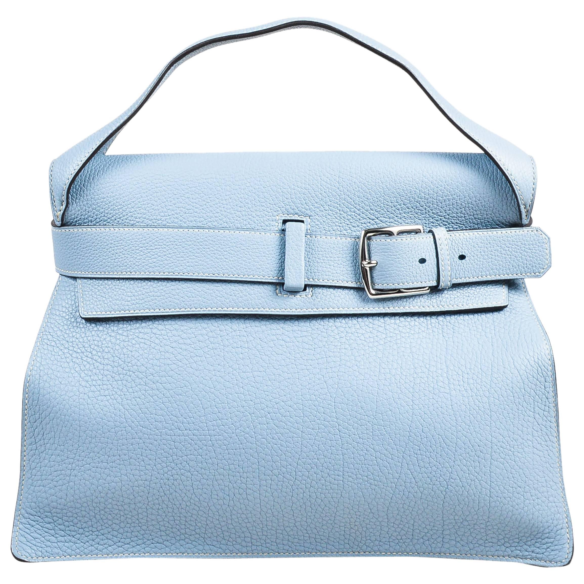 Hermes "Bleu Lin" Blue Togo Leather "Etribelt" Handbag For Sale