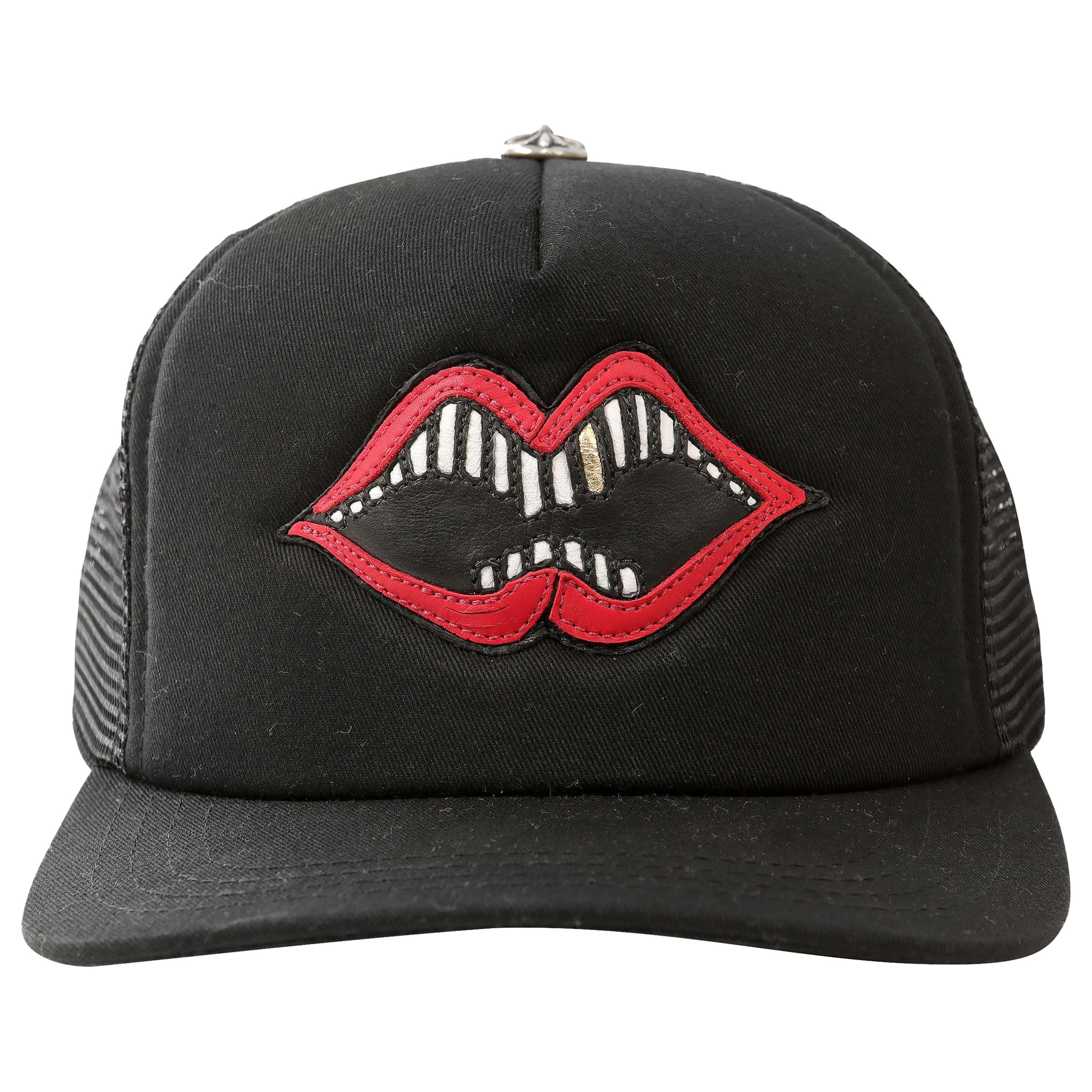 Chrome Hearts Black Gold Grill Canvas Hat For Sale