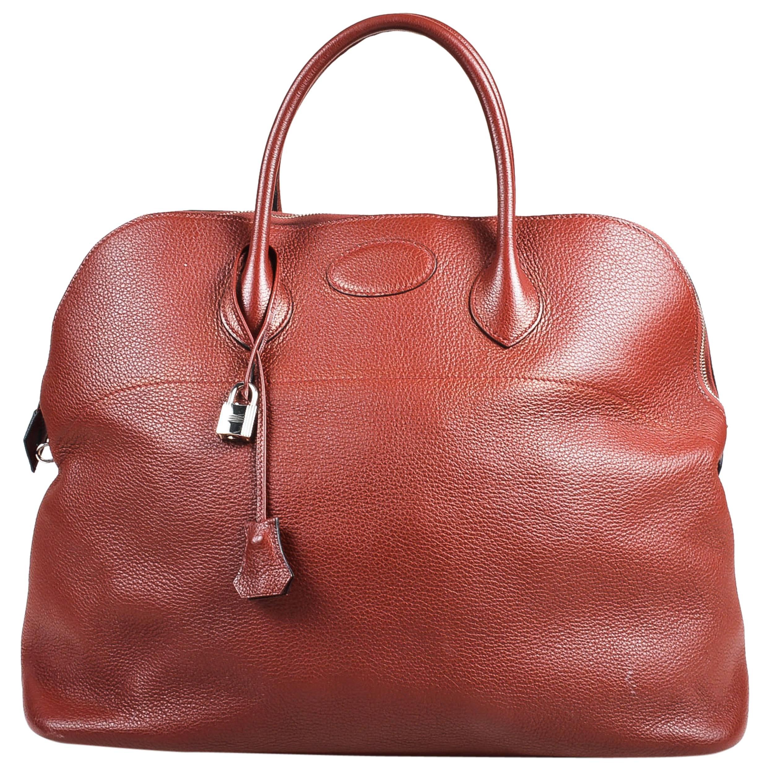 Hermes 'Rouge Venitienne' Clemence Leather Palladium Hardware "Bolide 45" Bag For Sale