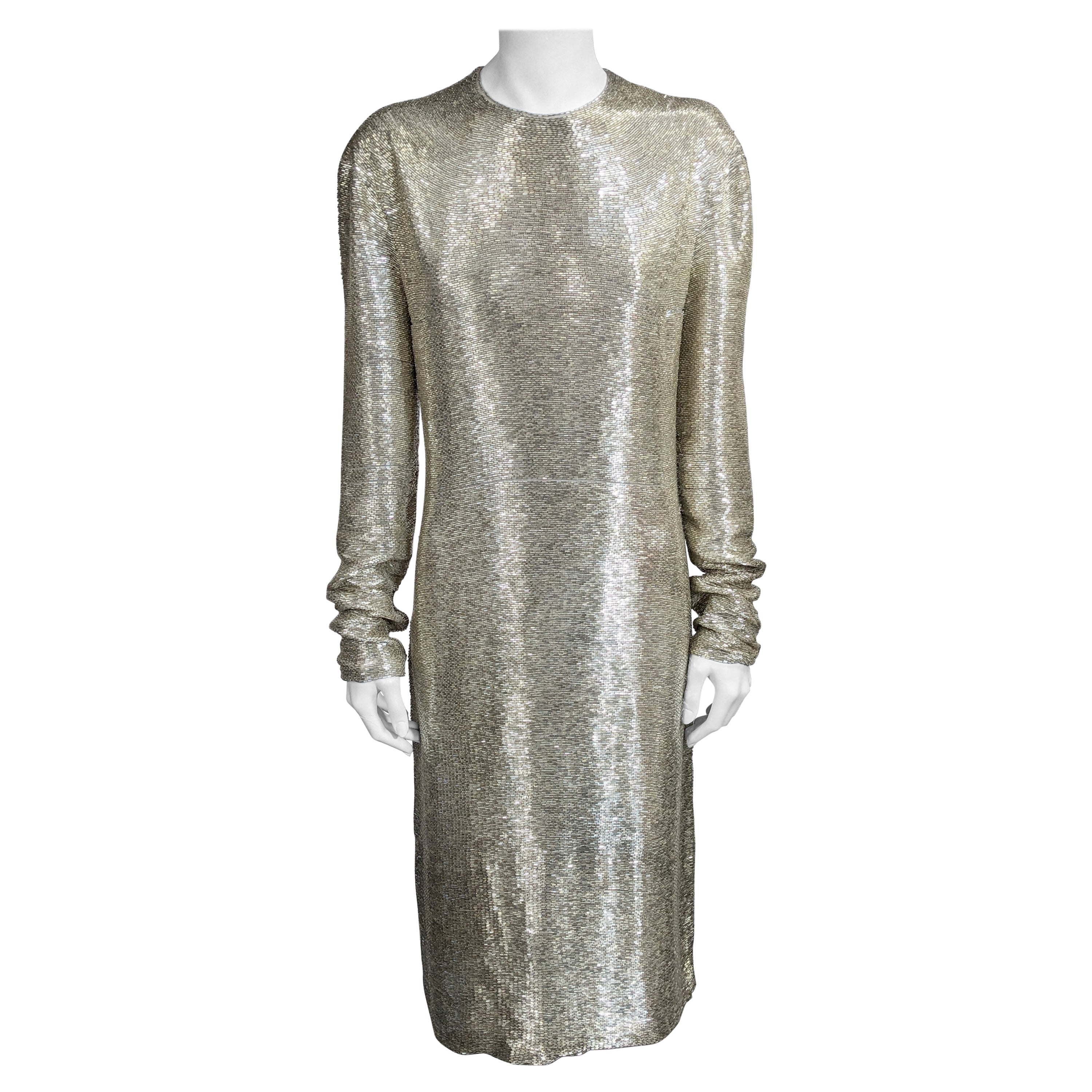 Stunning Yves Saint Laurent by Alber Elbaz Bugle Beaded Sheath, F/W 2000 For Sale