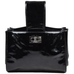 Chanel Black Silver-tone hardware Small Patent Leather Two Way Handbag