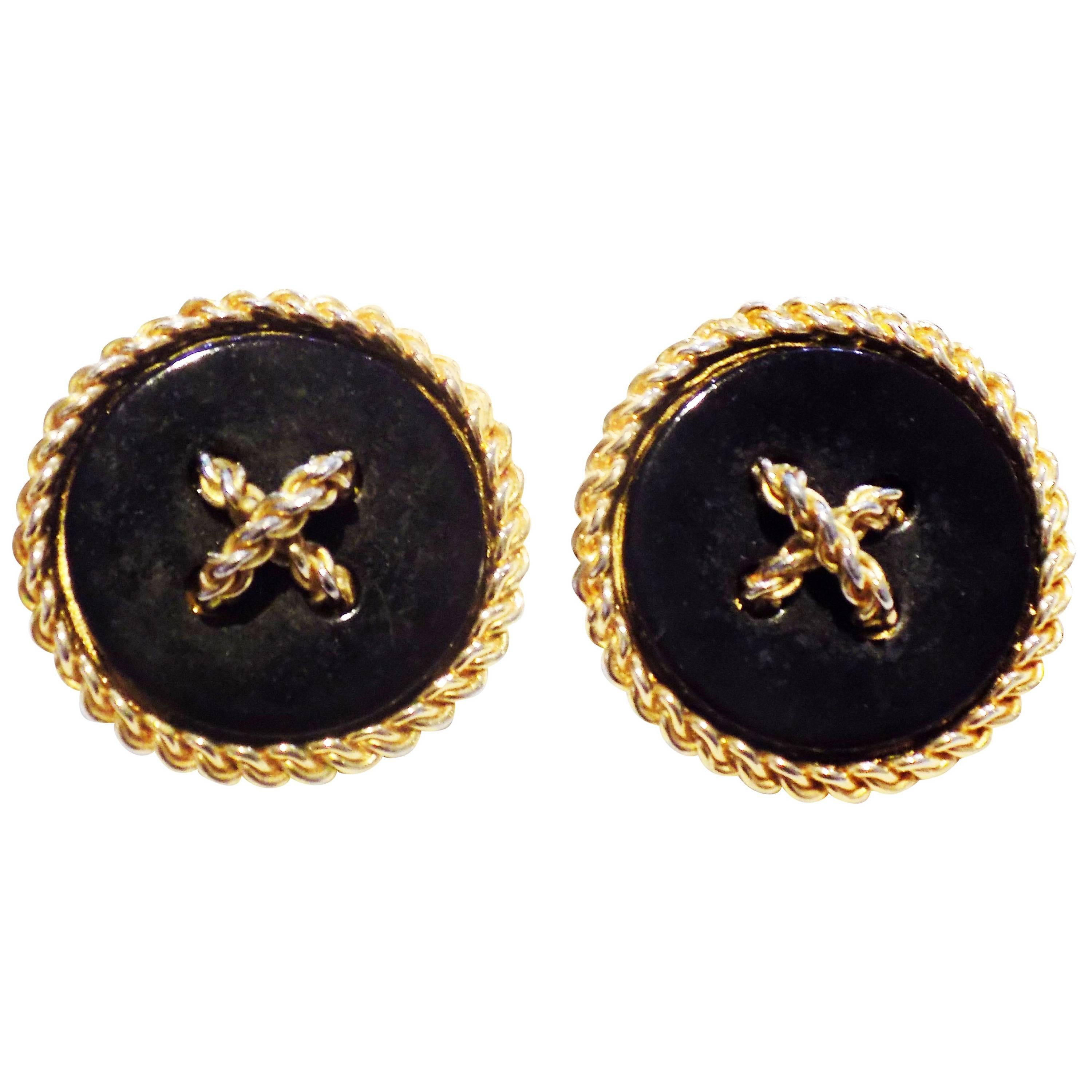 Chanel Vintage Oversized "BUTTONS" Earrings 