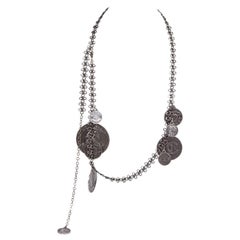 Chanel Gunmetal Münzgürtel-Halskette