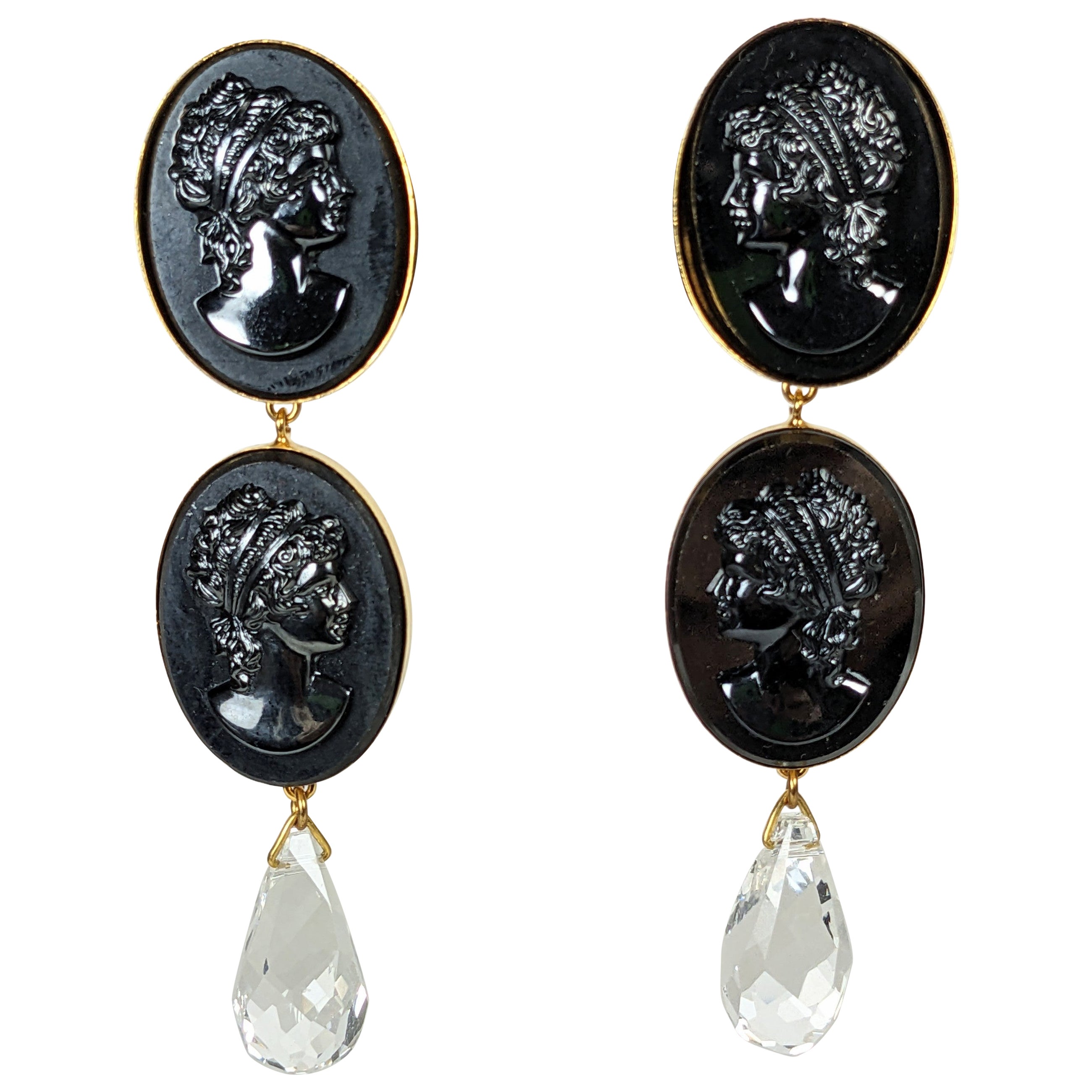 Yves Saint Laurent Jet Cameo Earclips, S/S 1977 For Sale