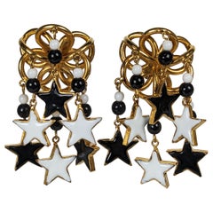 Vintage Rare Maison Gripoix for Yves Saint Laurent Star Earclips