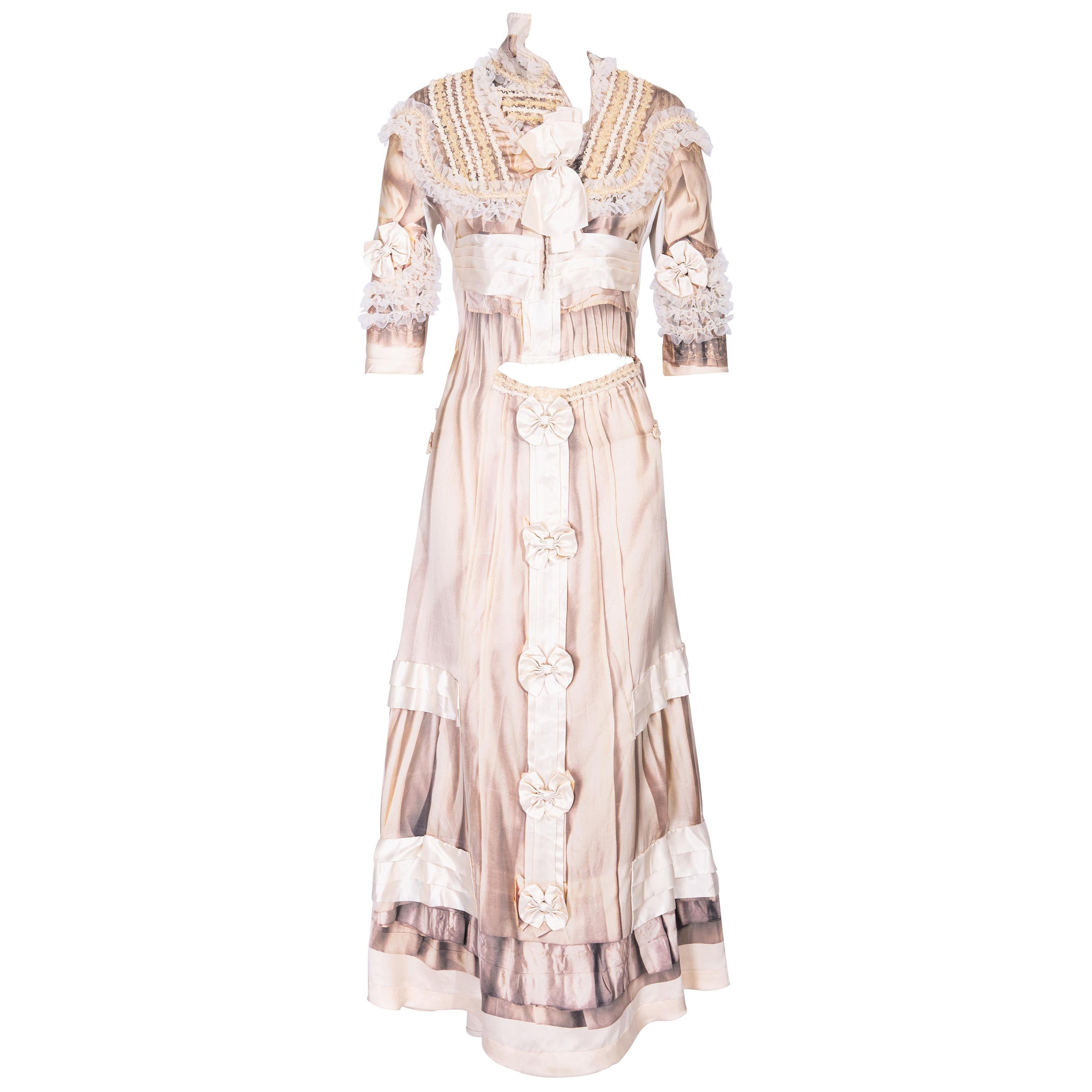 A/W 2005 Comme des Garcons  'Broken Bride' Collection Deconstructed Tan Gown
