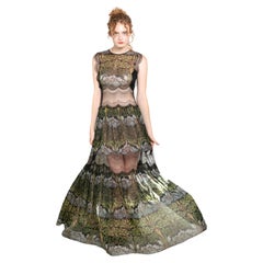 Alberta Ferretti Black & Multicolor Chiffon & Lace Dress