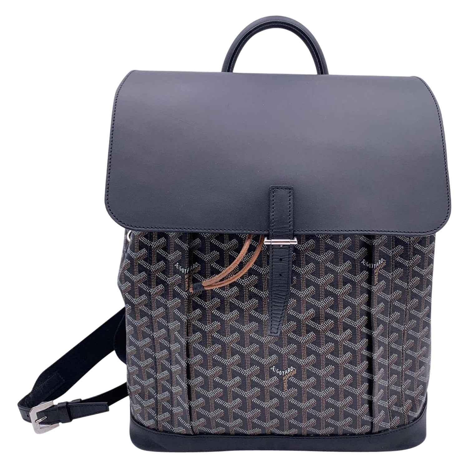 Goyard Black Goyardine Canvas and Leather Alpin MM Backpack Bag
