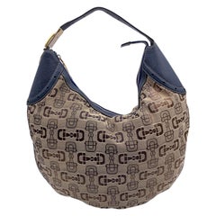 Gucci Beige Canvas Horsebit Print Glam Hobo Shoulder Bag