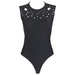 GIANNI VERSACE COUTURE S/S 1994 Black Sleeveless Circle Cutout Bodysuit Top 4