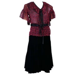 Yves Saint Laurent Ensemble aus Seidenchiffon und Samt