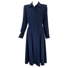 1940s Navy Blue Wool Princess Coat Peterson Gerzog Providence Rhode Island