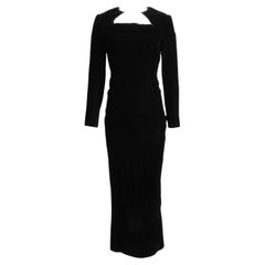 Galanos Vestido de noche Vestido largo formal Terciopelo de seda negro Cuello escultural