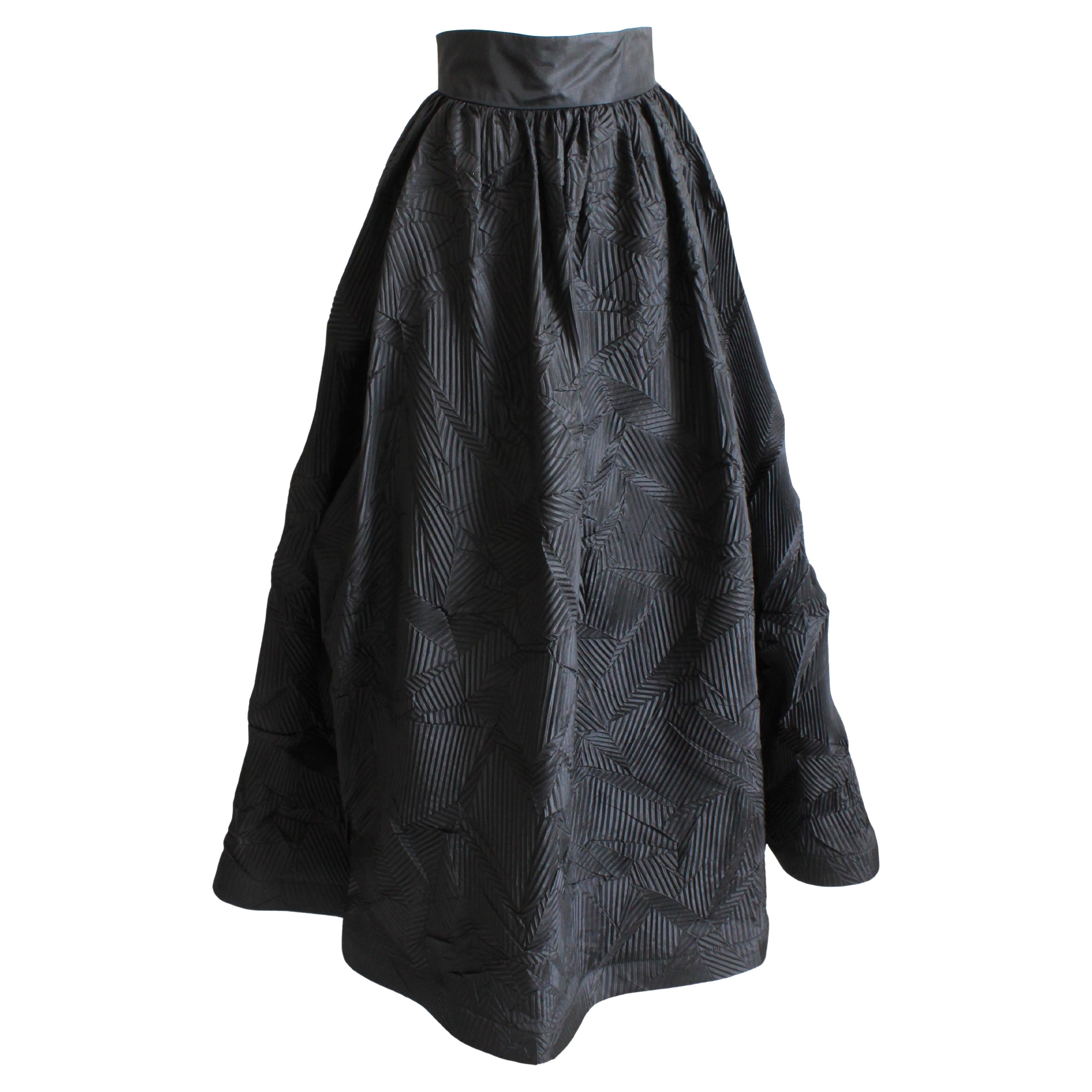 Sully Bonnelly Formal Skirt Black Full Length Abstract Pleated Avant Garde Sz 8 For Sale