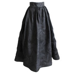 Vintage Sully Bonnelly Formal Skirt Black Full Length Abstract Pleated Avant Garde Sz 8