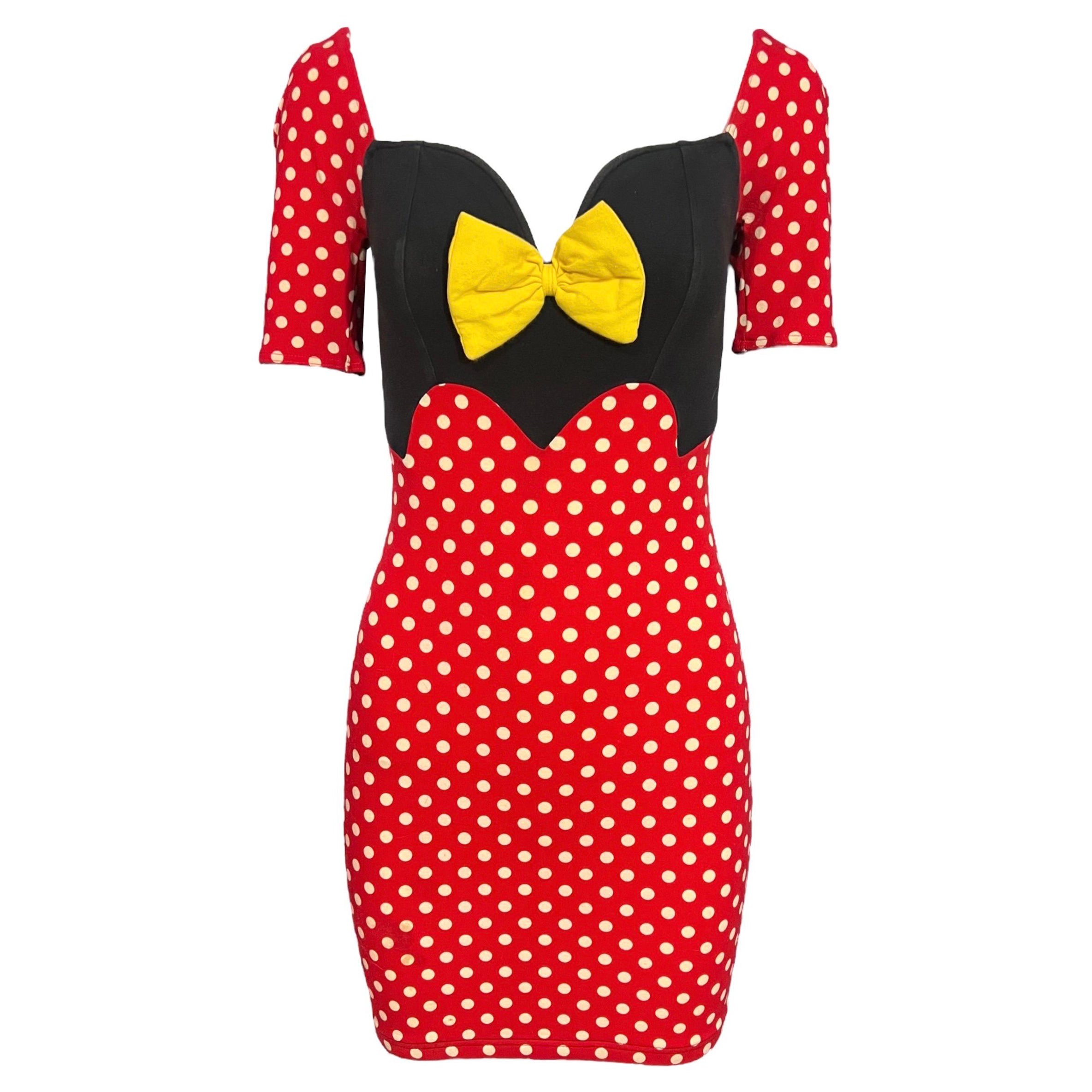 1980's Moschino Mare Vintage Minnie Mouse Knit Mini Dress