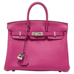 Hermes Magnolia Togo Leather Palladium Finish Birkin 25 Bag