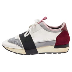 Balenciaga Tricolor Leather and Mesh Race Runner Sneakers 