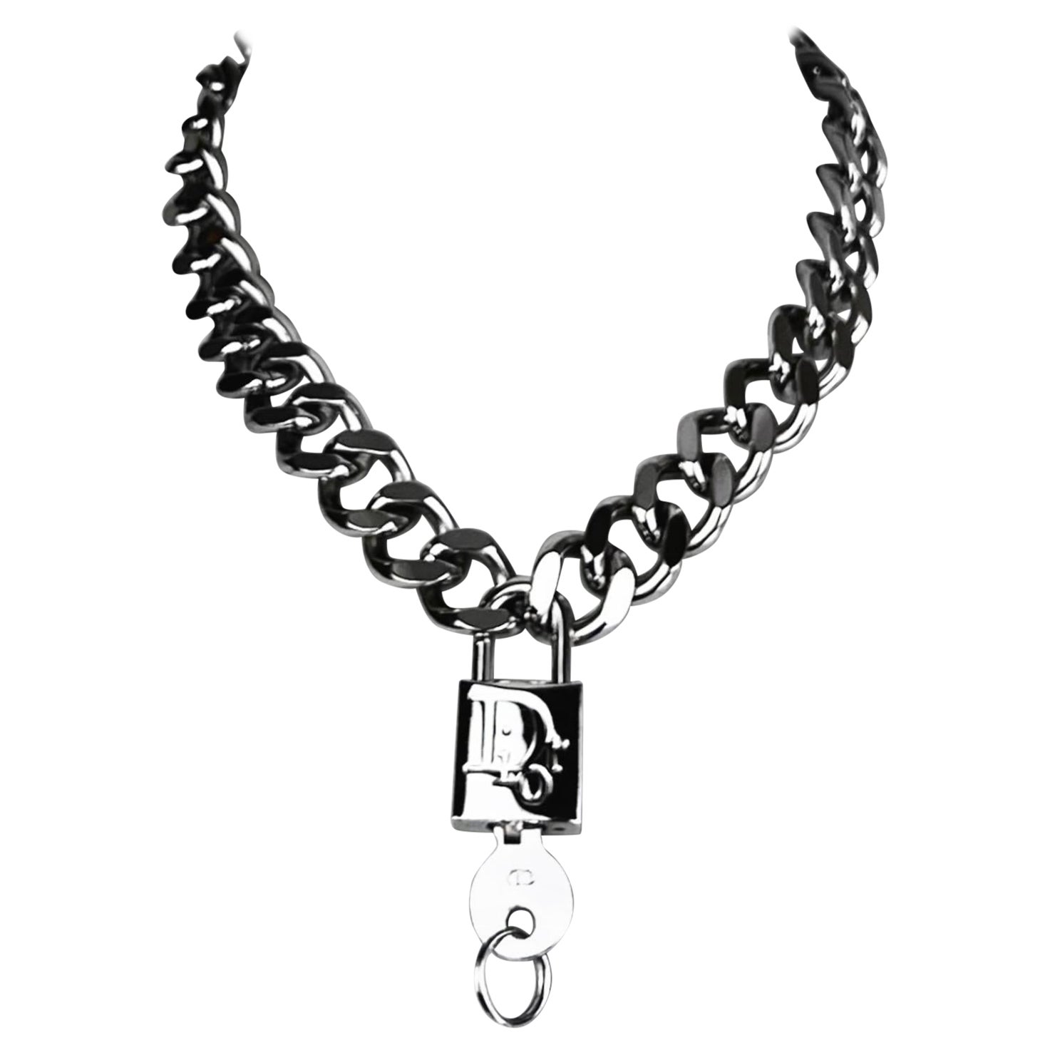 Dior by John Galliano Spring 2001 Haute Couture Show Logo Padlock Chain For Sale