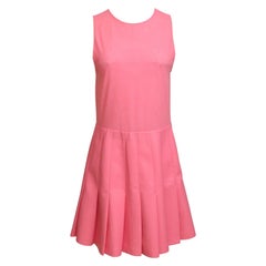 Used ALICE + OLIVIA Mini Dress CHARA PRIMROE Vegan Leather Pleated Skirt Sz6 $375 NWT