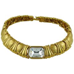 Yves Saint Laurent YSL Vintage Gold Toned Crystal Necklace