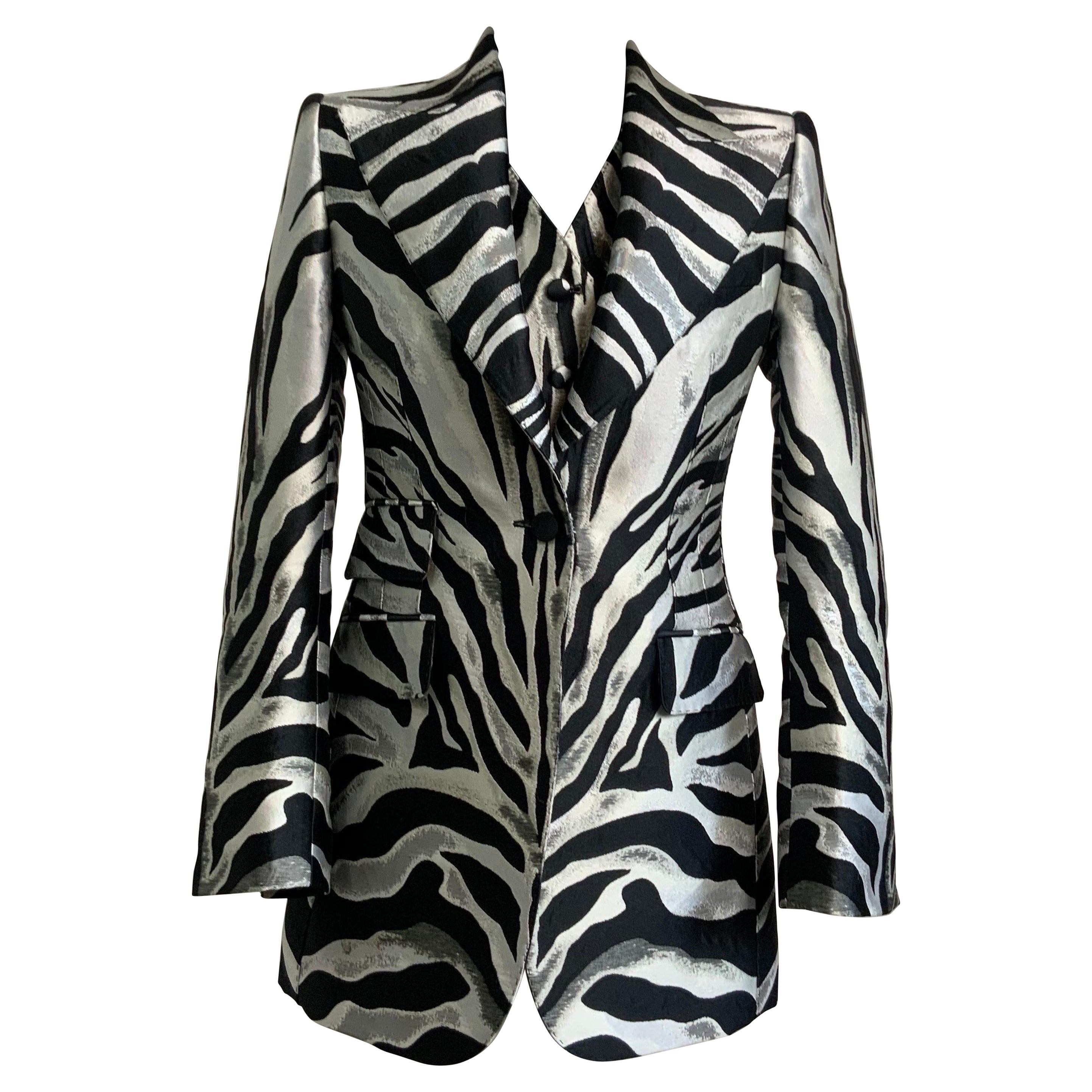 Dolce and Gabbana Spring 22 Zebra Jacket + Vest  For Sale