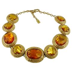 Yves Saint Laurent YSL Vintage Gilt and Resin Nugget Necklace 1980s 6