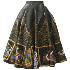 1950s Retro Handpainted Mexican Full Circle Skirt