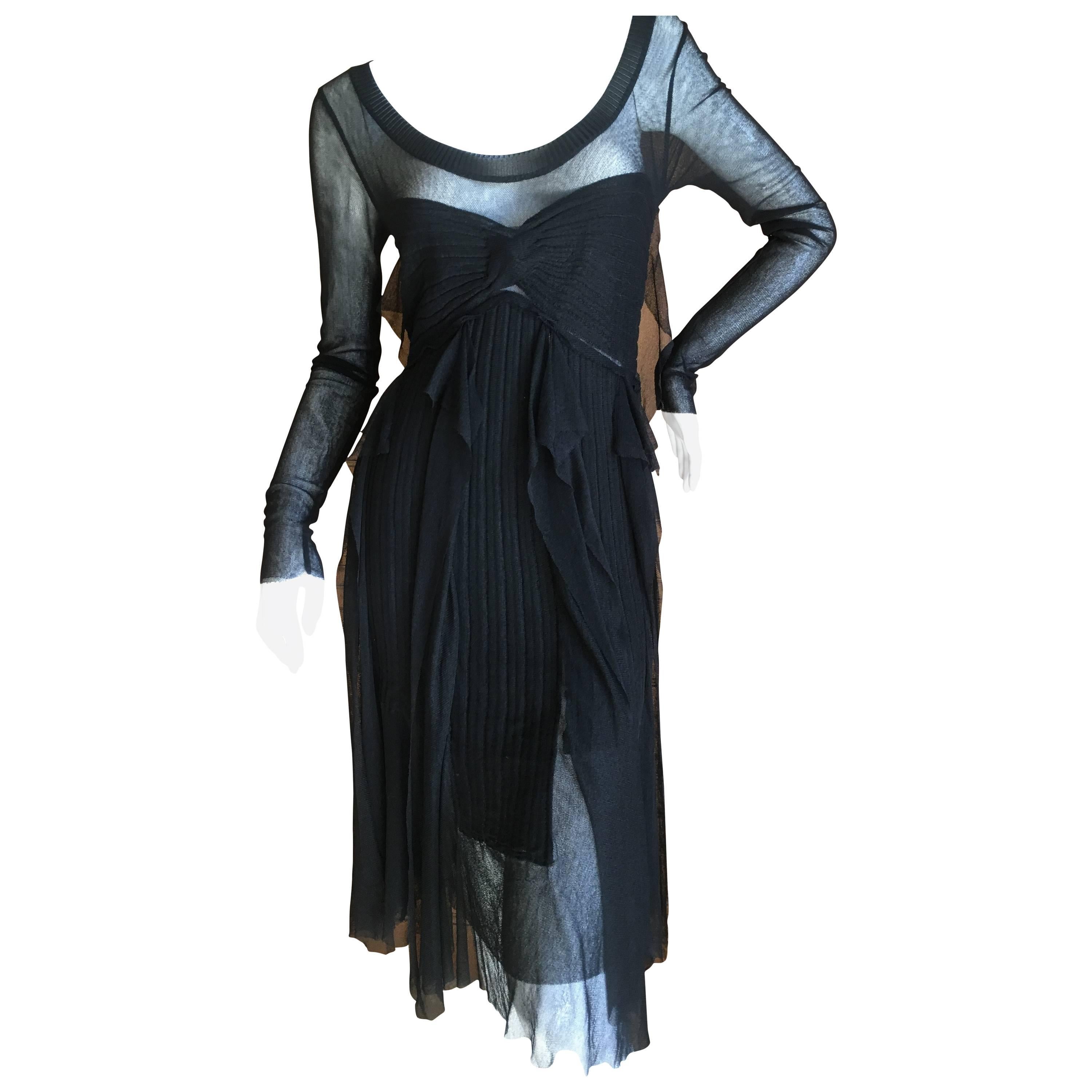 Jean Paul Gaultier Maille by Fuzzi Little Black Dress w Sheer Back For Sale