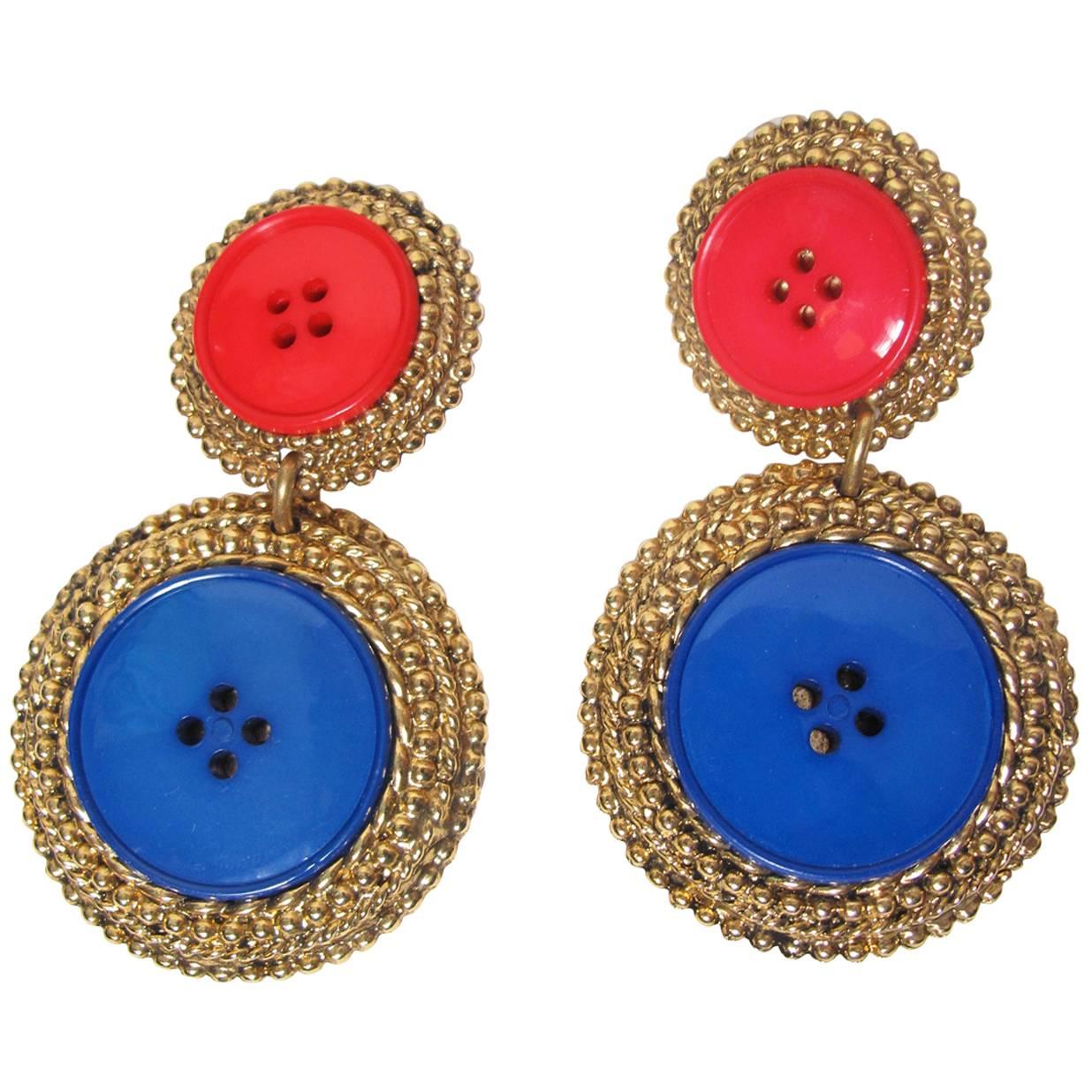 1980s Patrick Kelly Iconic Button Earrings - sale