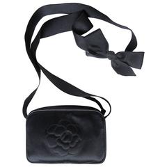 Chanel Black Satin Ribbon Evening Bag