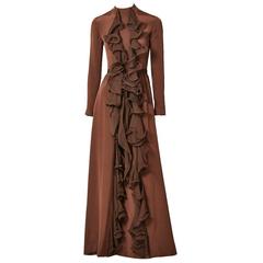 Ronald Amey Chiffon Gown with Ruffle Detail 4