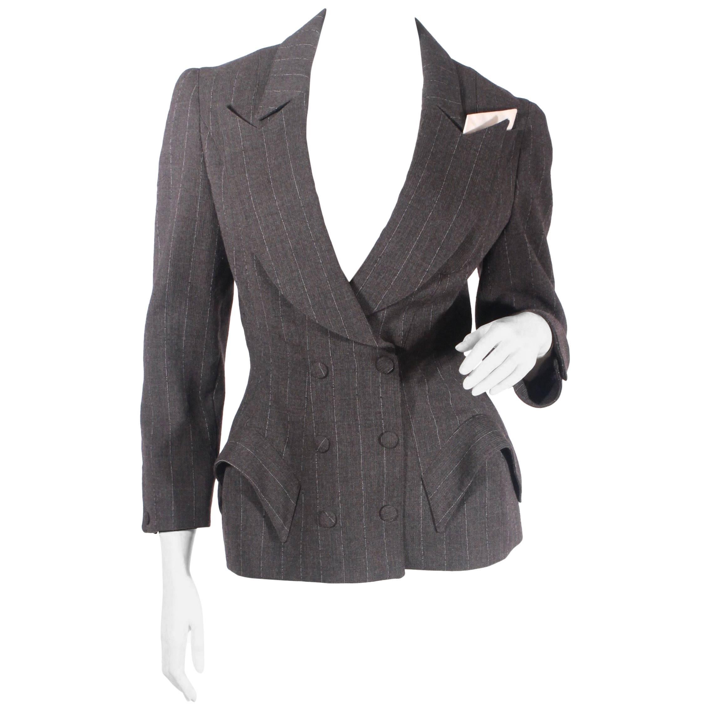 80s Mugler Double Breasted Skirt Suit For Sale