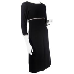 Vintage Norman Norell Black Crepe Dress with Rhinestones