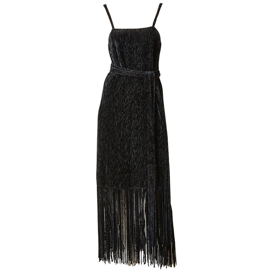 Simonetta Chenille Fringed Cocktail Dress For Sale