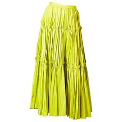 Yves Saint Laurent  Chartreuse Taffeta Gypsy Skirt