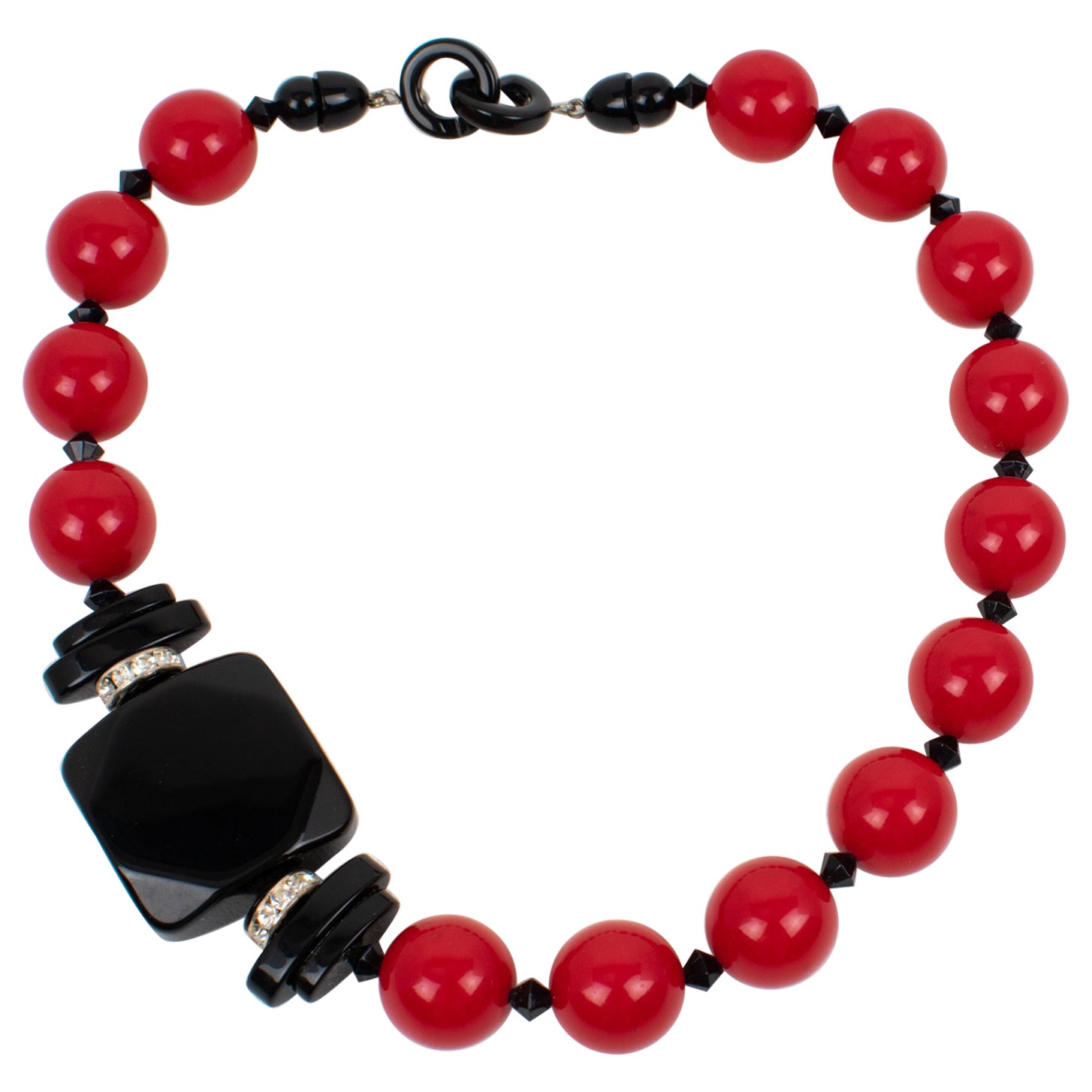 Angela Caputi Black and Red Resin Choker Necklace