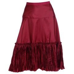 Vintage Oscar de la Renta Burgundy Evening Skirt W Pleated Ruffle