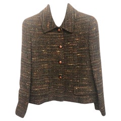 Chanel Brown Multi Colour Cropped Tweed Jacket 