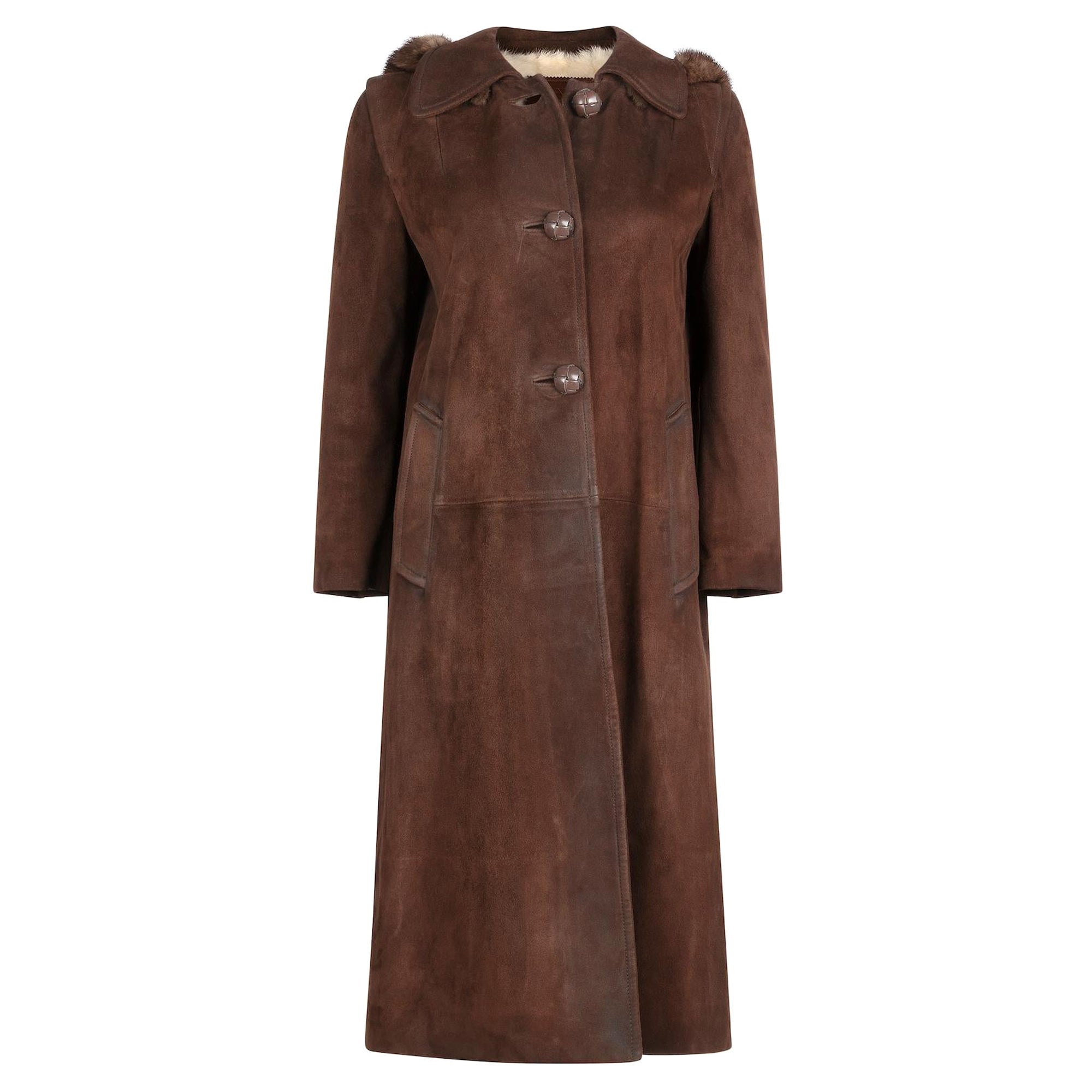 Prada Suede Fur Hooded Coat For Sale