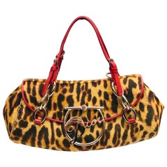 Christian Dior Leopard Print Horse Hair Handbag